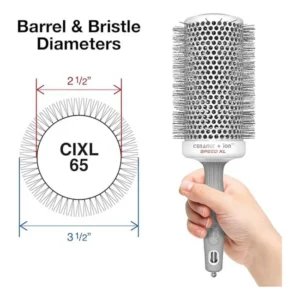 Olivia Garden CIXL-65 brush, showing 2.5-inch barrel and 3.5-inch bristle diameter